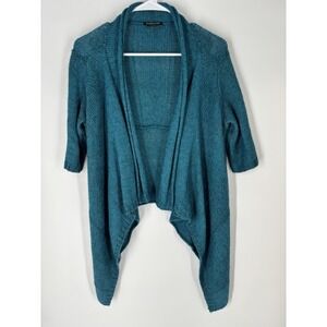 Eileen Fisher Sz PS Alpaca Silk Open Front Waterfall Lagenlook Luxe Soft Teal‎